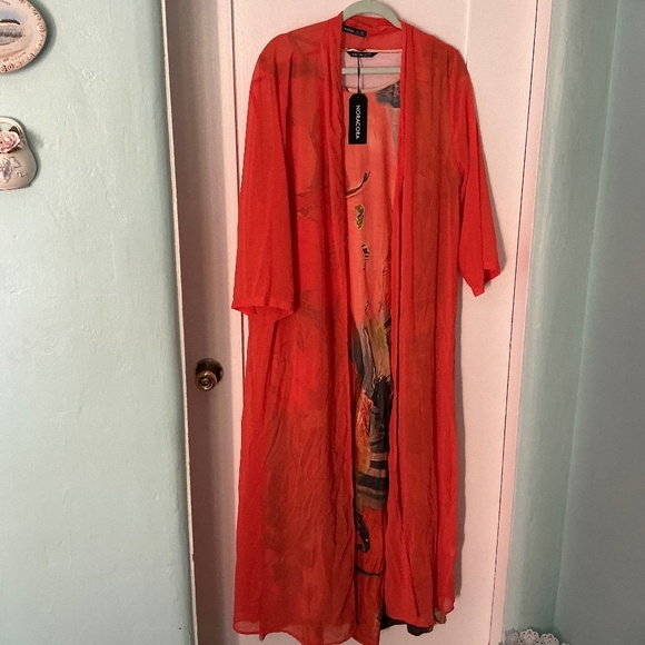 Maxi Dress & Kimono Set | Abstract Floral Print, Size 3XL, NWT - Picture 1 of 5